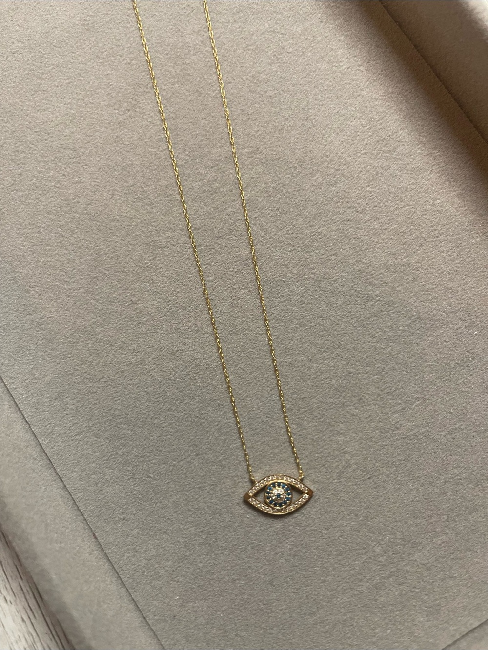 14k Gold Evil Eye Pendant Necklace with Blue Center